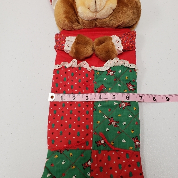 Smithy 22" Bear Christmas Holiday Stocking Vintage Santa Christmas Trees - Picture 8 of 9